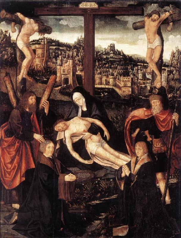 CORNELISZ VAN OOSTSANEN, Jacob Crucifixion with Donors and Saints fdg oil painting image